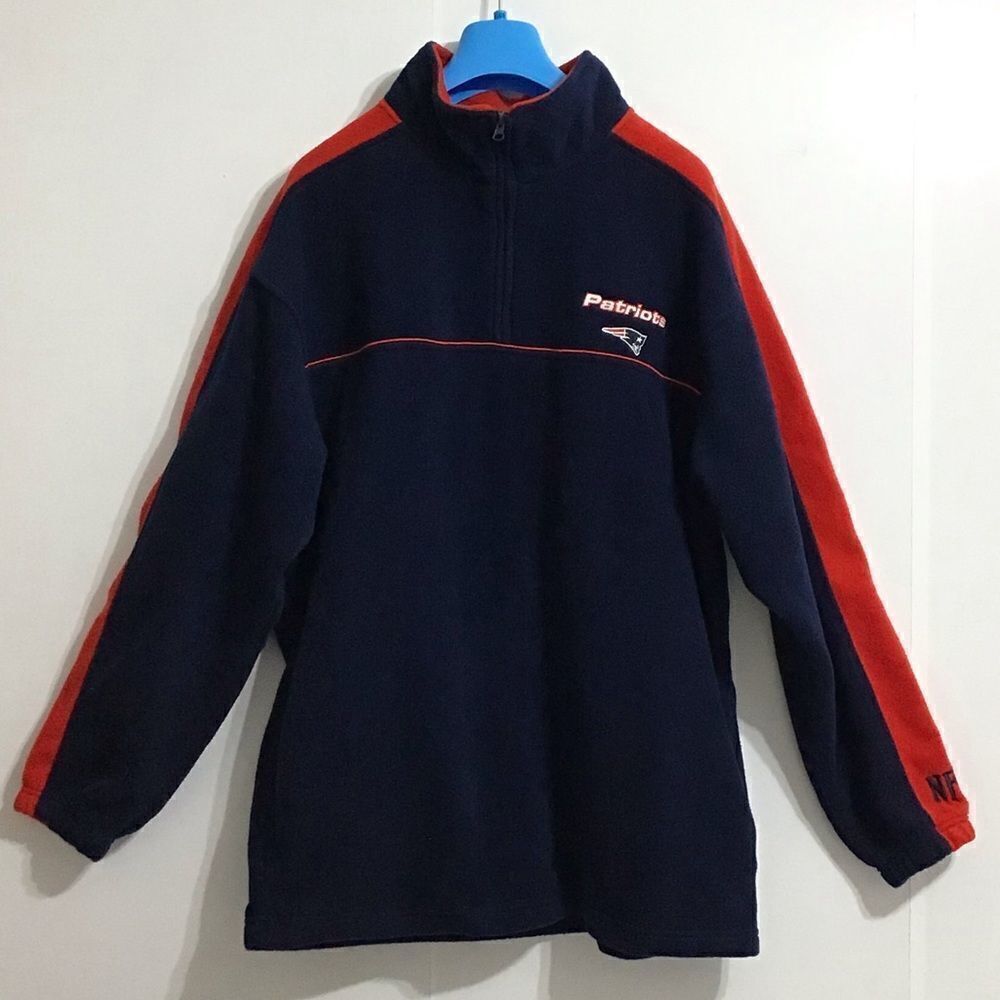 NFL New England Patriots Quarter Zip Fleece Pullover Jacket Good Condition